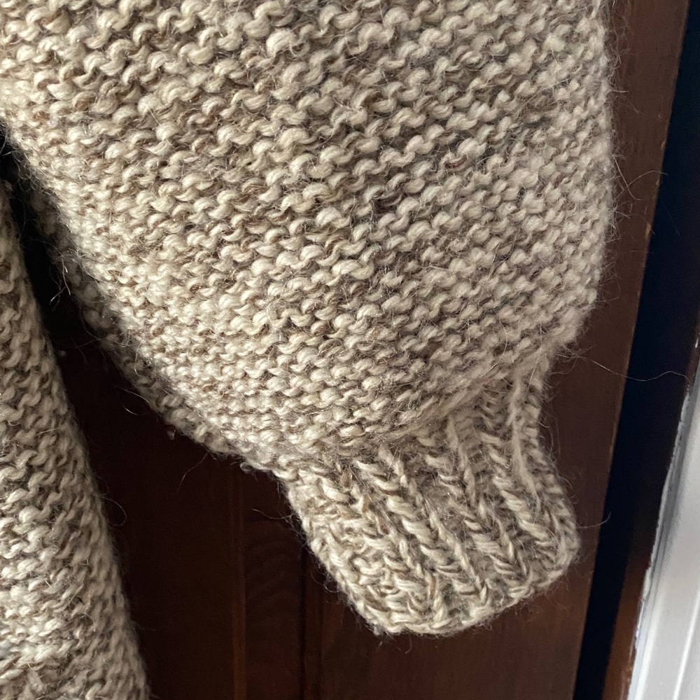 Vintage hand knit wool blend heavy open front sweater cardigan - Picture 4 of 13